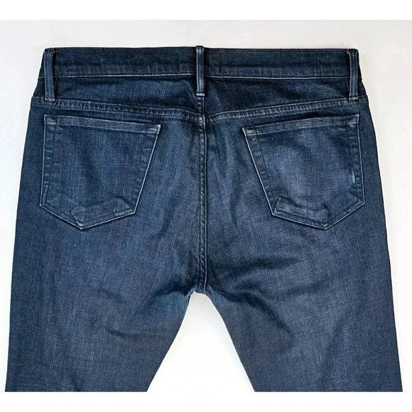 Frame Size 32X33 Men's L'Homme Skinny Blue Denim 5 Pocket Jeans Made in The USA - Picture 10 of 13